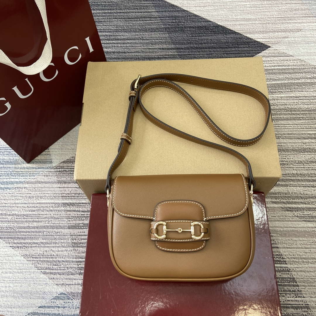 Gucci 815205 Gucci Horsebit 1955 Soft Small Shoulder Bag Brown - Default Title - View 1