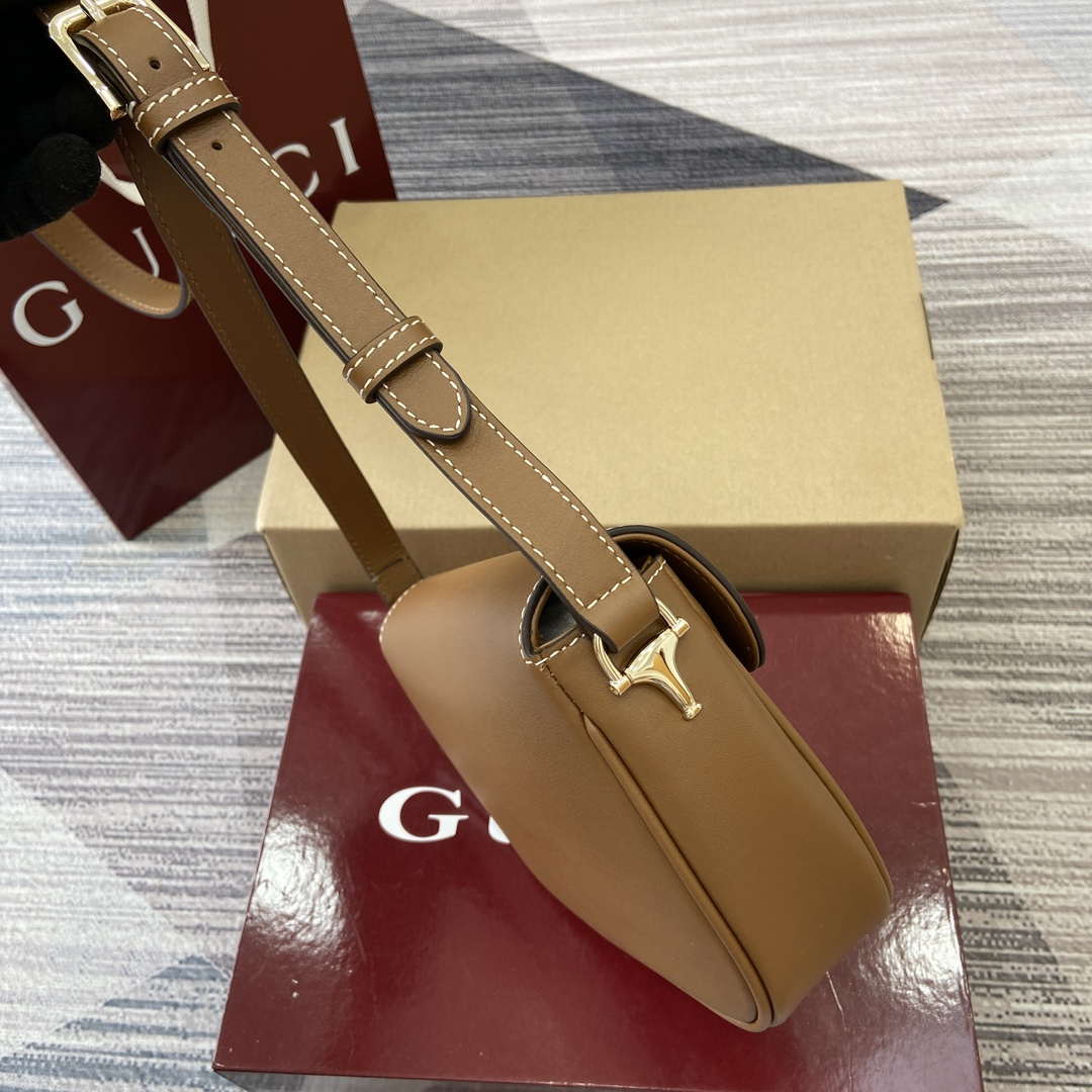 Gucci 815205 Gucci Horsebit 1955 Soft Small Shoulder Bag Brown - Default Title - View 3