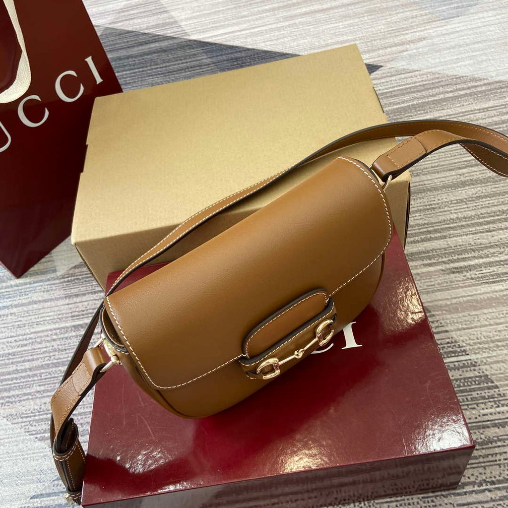 Gucci 815205 Gucci Horsebit 1955 Soft Small Shoulder Bag Brown