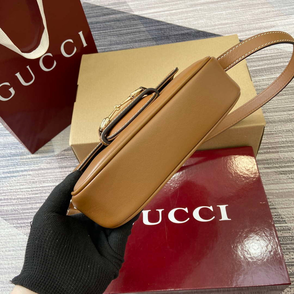 Gucci 815205 Gucci Horsebit 1955 Soft Small Shoulder Bag Brown