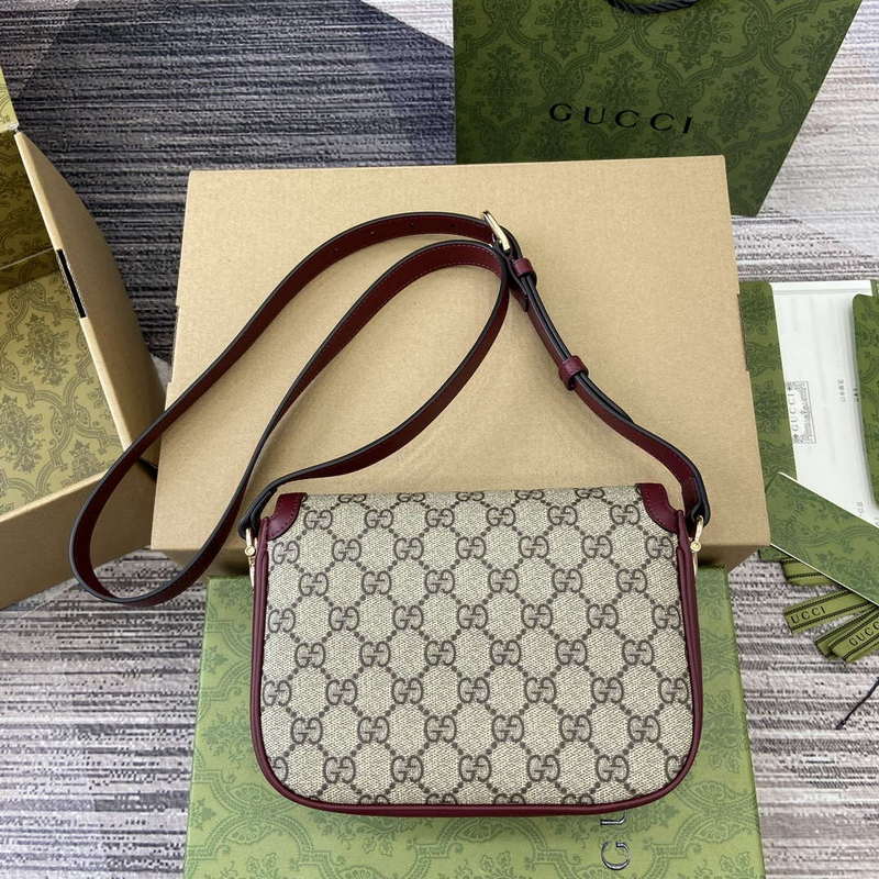 Gucci 815205 Gucci Horsebit 1955 Soft Small Shoulder Bag Red leather trim