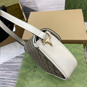 Gucci 815205 Gucci Horsebit 1955 Soft Small Shoulder Bag White leather trim - Default Title - View 3