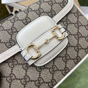 Gucci 815205 Gucci Horsebit 1955 Soft Small Shoulder Bag White leather trim - Default Title - View 5