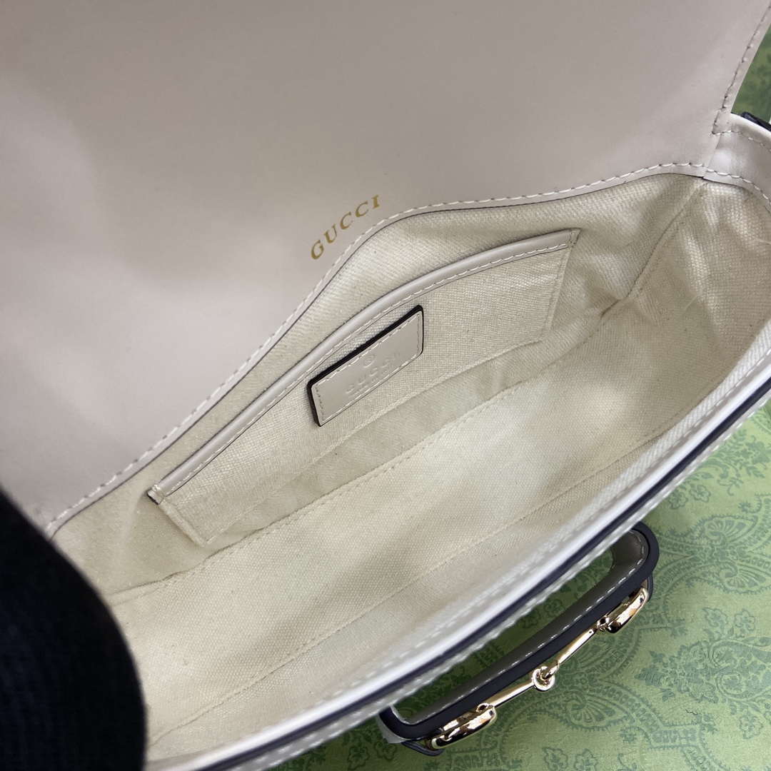 Gucci 815205 Gucci Horsebit 1955 Soft Small Shoulder Bag White leather trim - Default Title - View 9