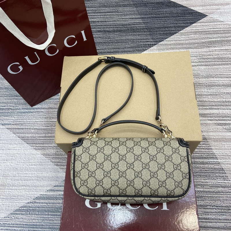 Gucci 815206 Gucci Horsebit 1955 Soft Small Top Handle Bag Black leather trim