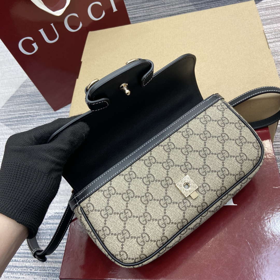 Gucci 815206 Gucci Horsebit 1955 Soft Small Top Handle Bag Black leather trim - Default Title - View 8