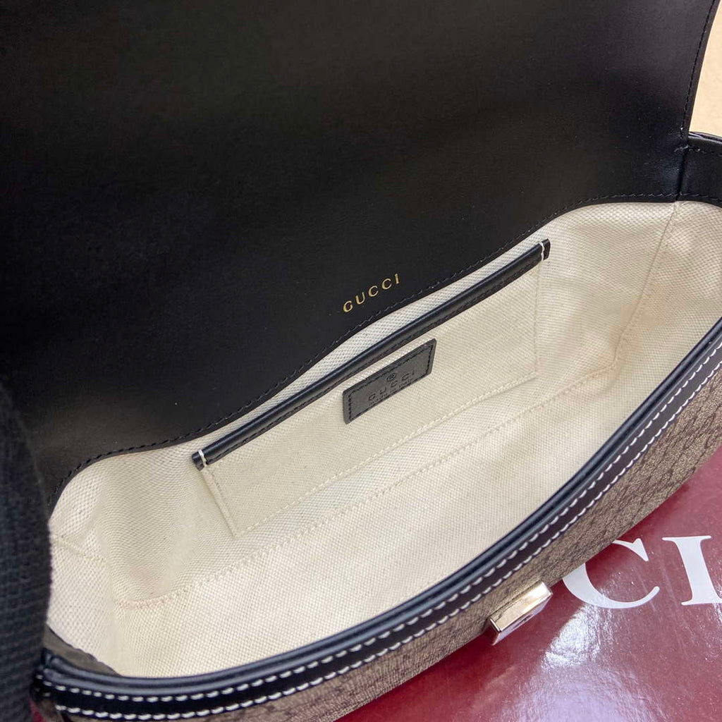 Gucci 815206 Gucci Horsebit 1955 Soft Small Top Handle Bag Black leather trim