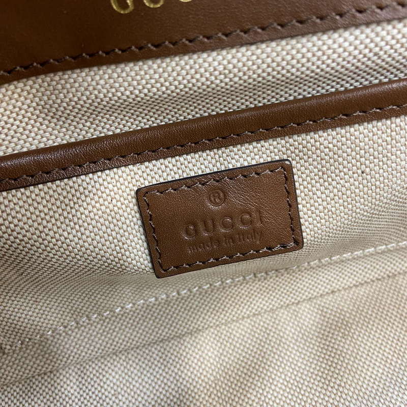 Gucci 815206 Gucci Horsebit 1955 Soft Small Top Handle Bag Brown leather trim