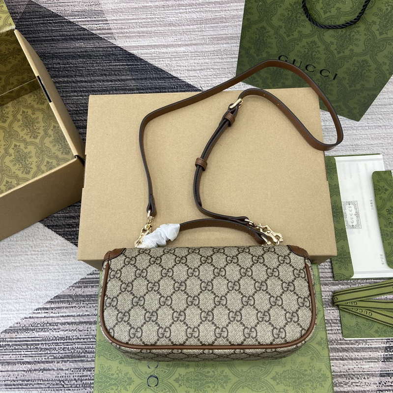 Gucci 815206 Gucci Horsebit 1955 Soft Small Top Handle Bag Brown leather trim