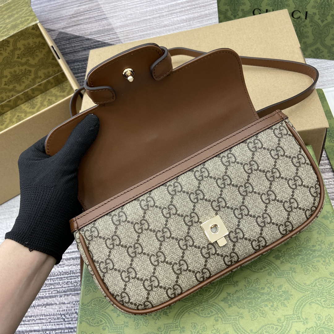 Gucci 815206 Gucci Horsebit 1955 Soft Small Top Handle Bag Brown leather trim - Default Title - View 8
