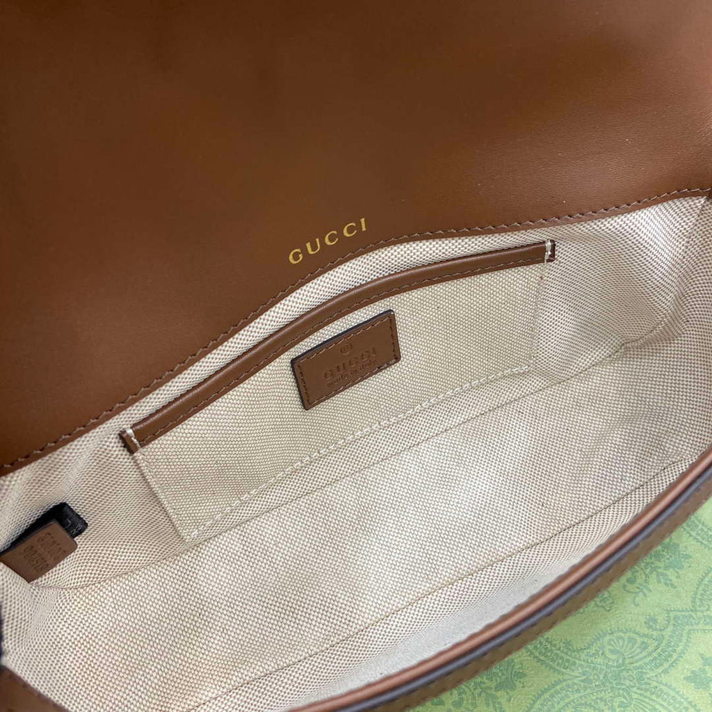 Gucci 815206 Gucci Horsebit 1955 Soft Small Top Handle Bag Brown leather trim