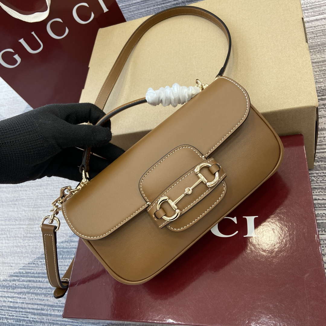 Gucci 815206 Gucci Horsebit 1955 Soft Small Top Handle Bag Brown - Default Title - View 3