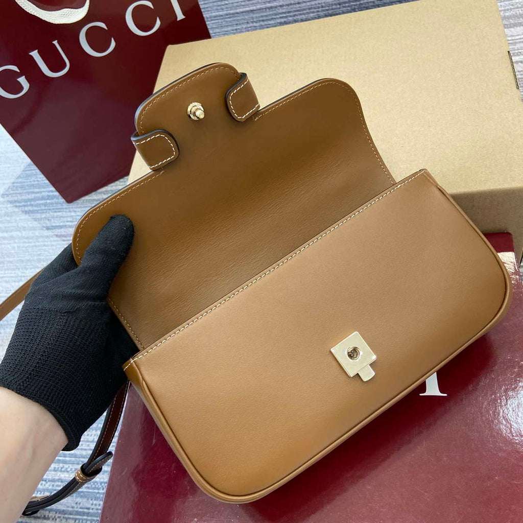 Gucci 815206 Gucci Horsebit 1955 Soft Small Top Handle Bag Brown