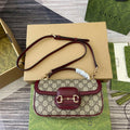 Gucci 815206 Gucci Horsebit 1955 Soft Small Top Handle Bag Red leather trim - Default Title - View 1