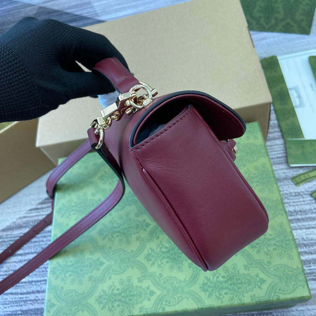 Gucci 815206 Gucci Horsebit 1955 Soft Small Top Handle Bag Red