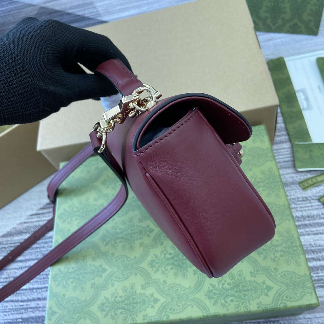 Gucci 815206 Gucci Horsebit 1955 Soft Small Top Handle Bag Red - Default Title - View 3
