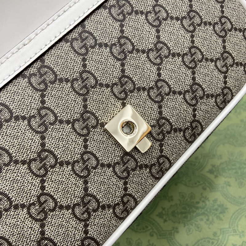 Gucci 815206 Gucci Horsebit 1955 Soft Small Top Handle Bag White leather trim