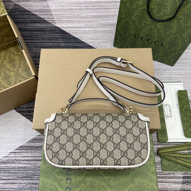 Gucci 815206 Gucci Horsebit 1955 Soft Small Top Handle Bag White leather trim
