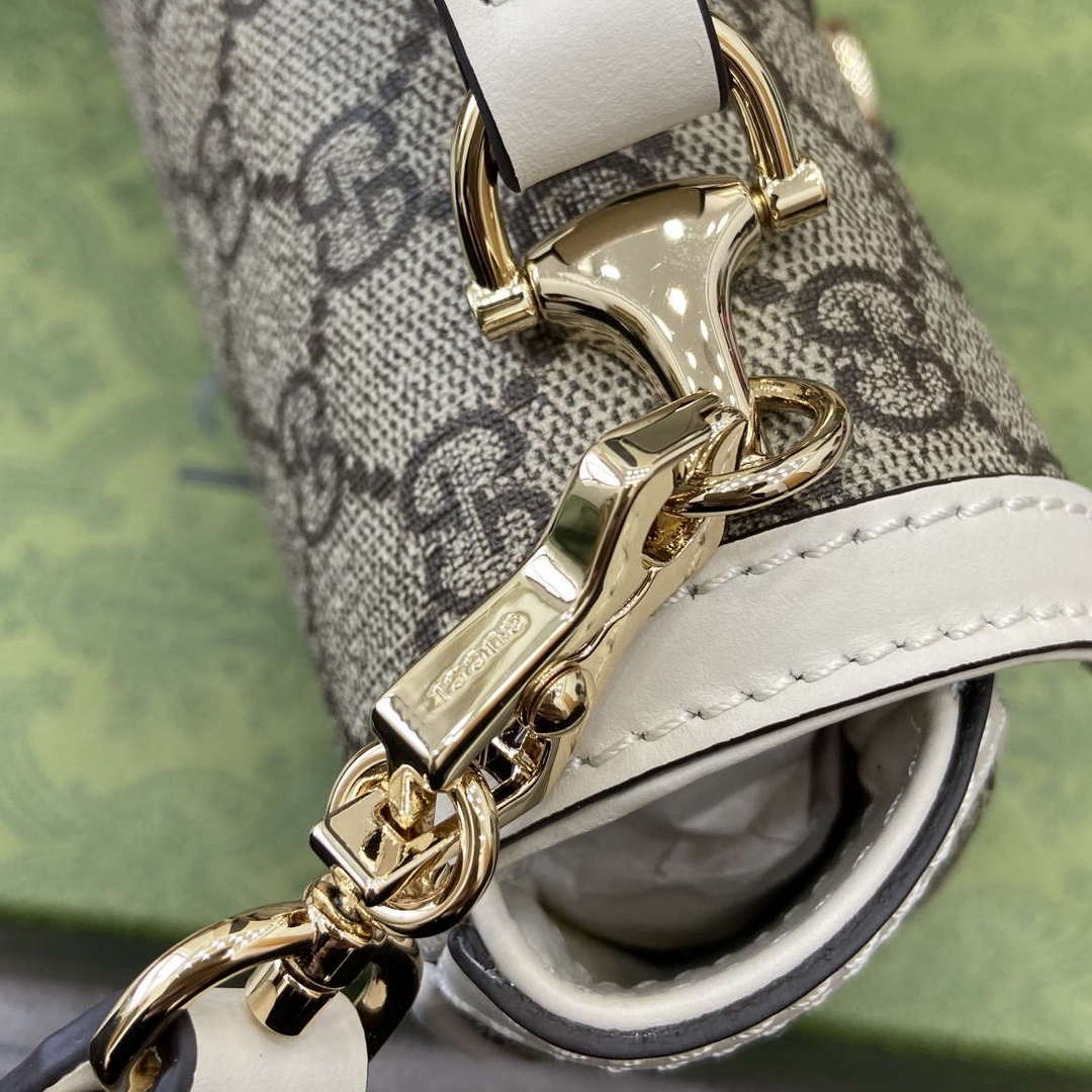 Gucci 815206 Gucci Horsebit 1955 Soft Small Top Handle Bag White leather trim - Default Title - View 3