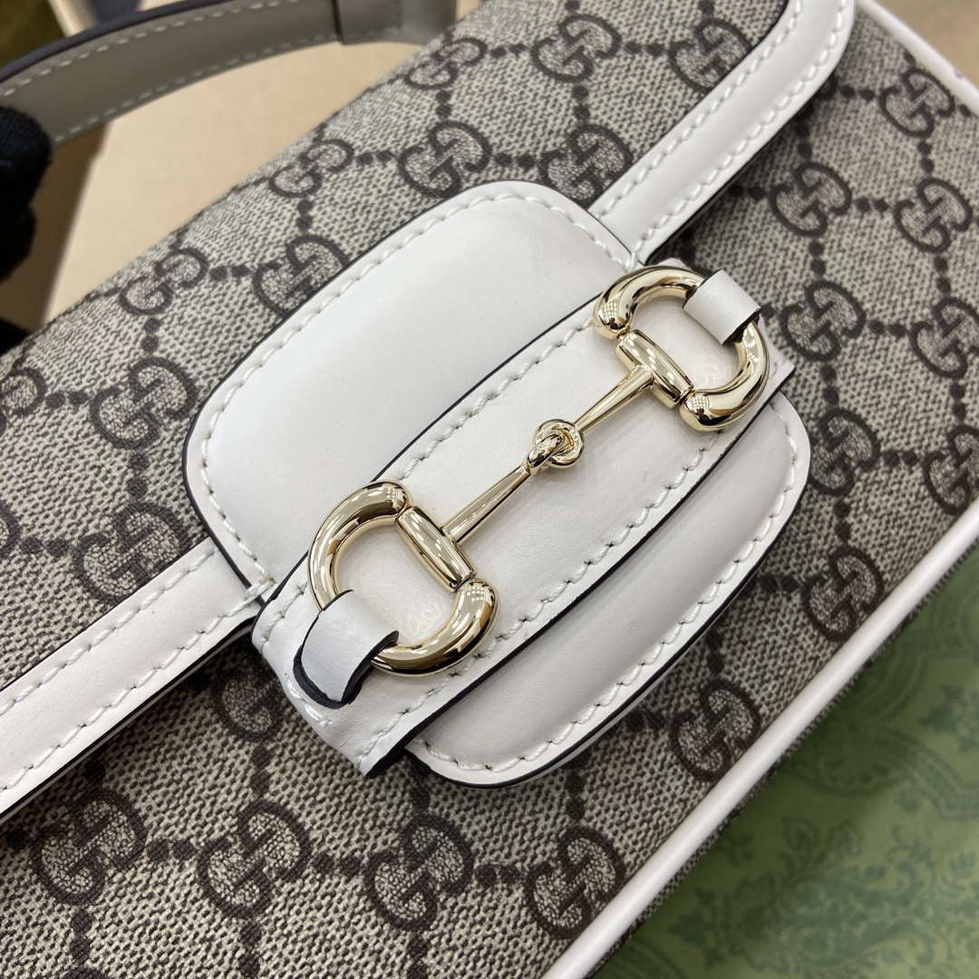 Gucci 815206 Gucci Horsebit 1955 Soft Small Top Handle Bag White leather trim - Default Title - View 5