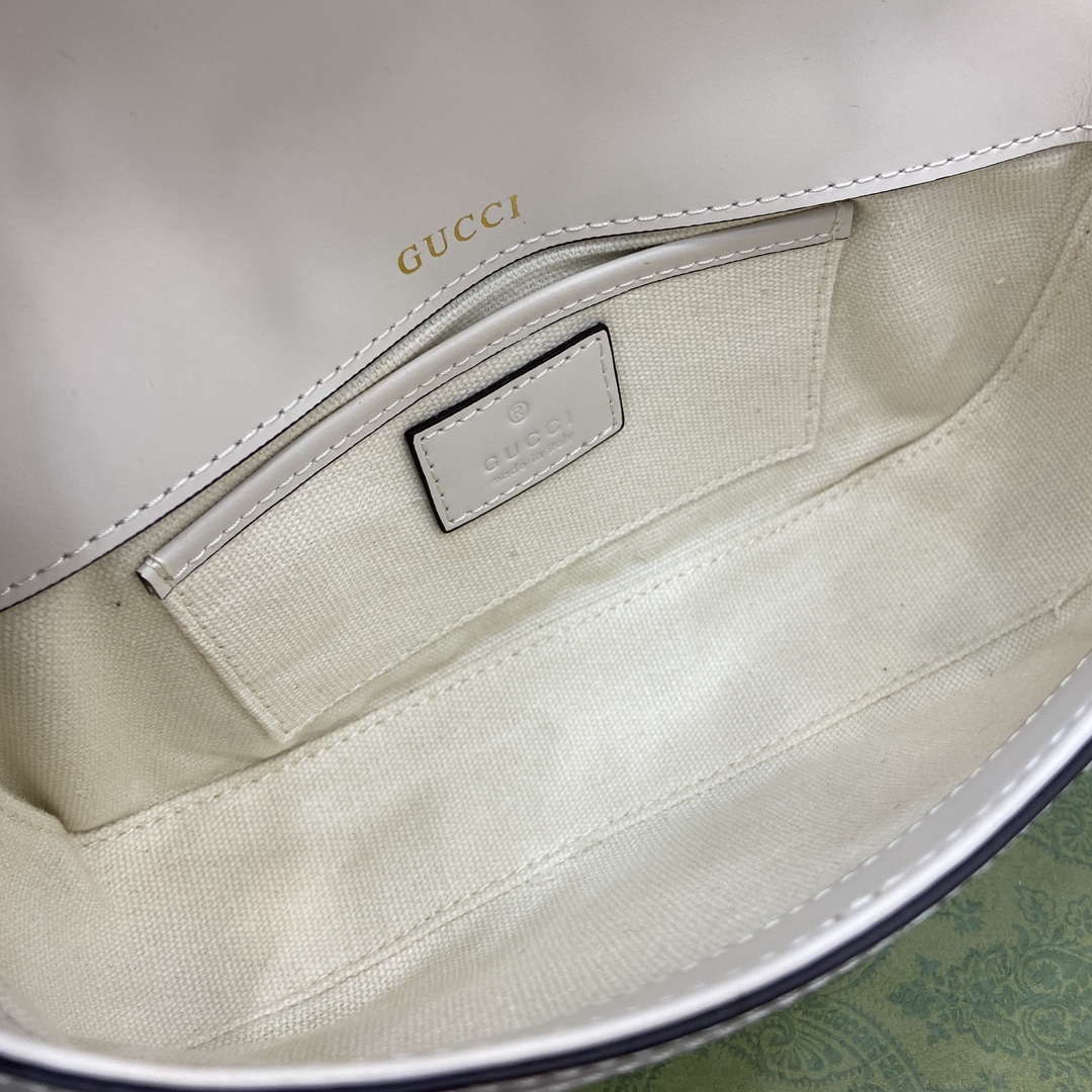 Gucci 815206 Gucci Horsebit 1955 Soft Small Top Handle Bag White leather trim