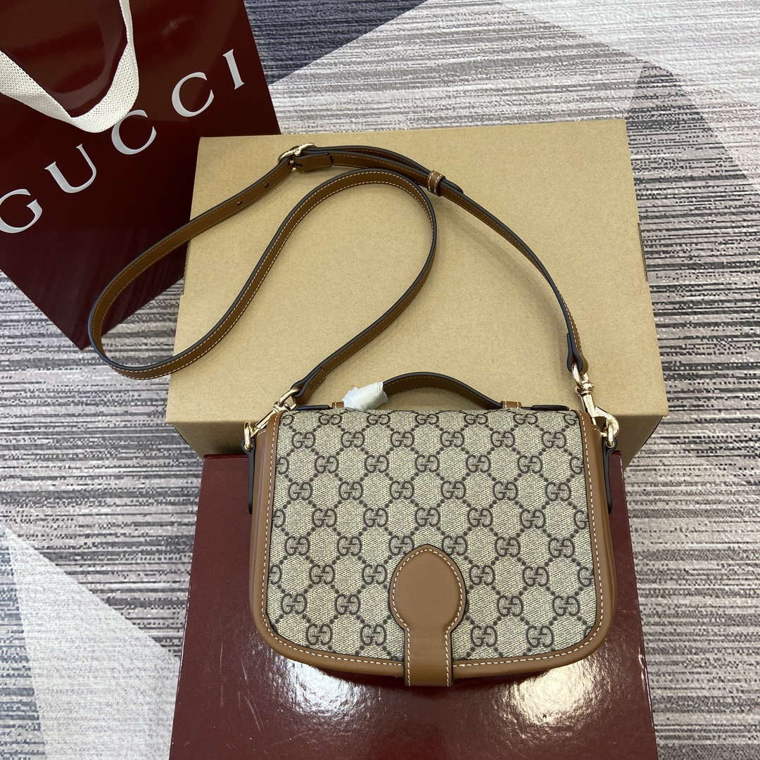 Gucci 815211 GG Emblem mini shoulder bag Beige and Brown