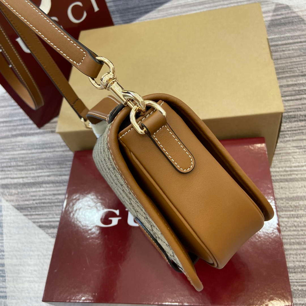 Gucci 815211 GG Emblem mini shoulder bag Beige and Brown