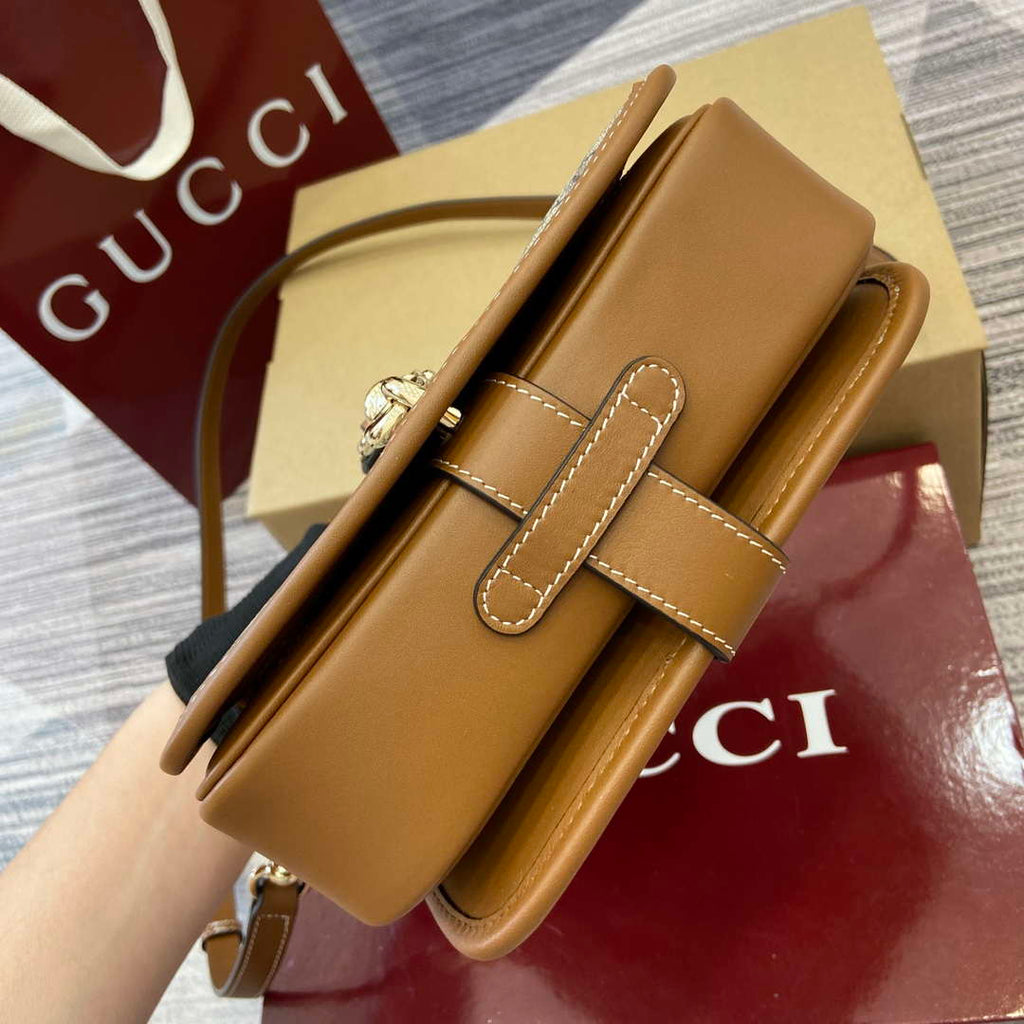 Gucci 815211 GG Emblem mini shoulder bag Beige and Brown