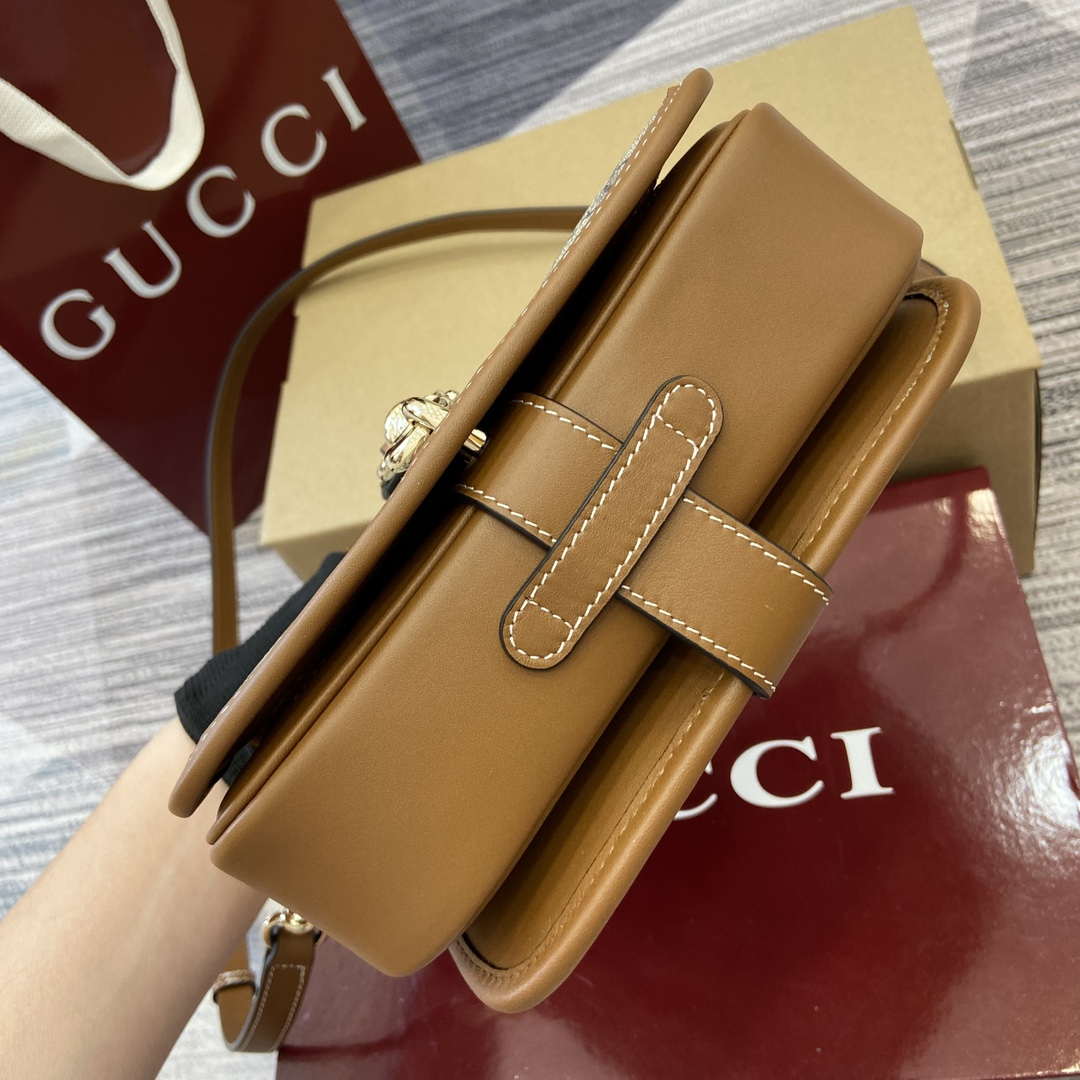 Gucci 815211 GG Emblem mini shoulder bag Beige and Brown - Default Title - View 6