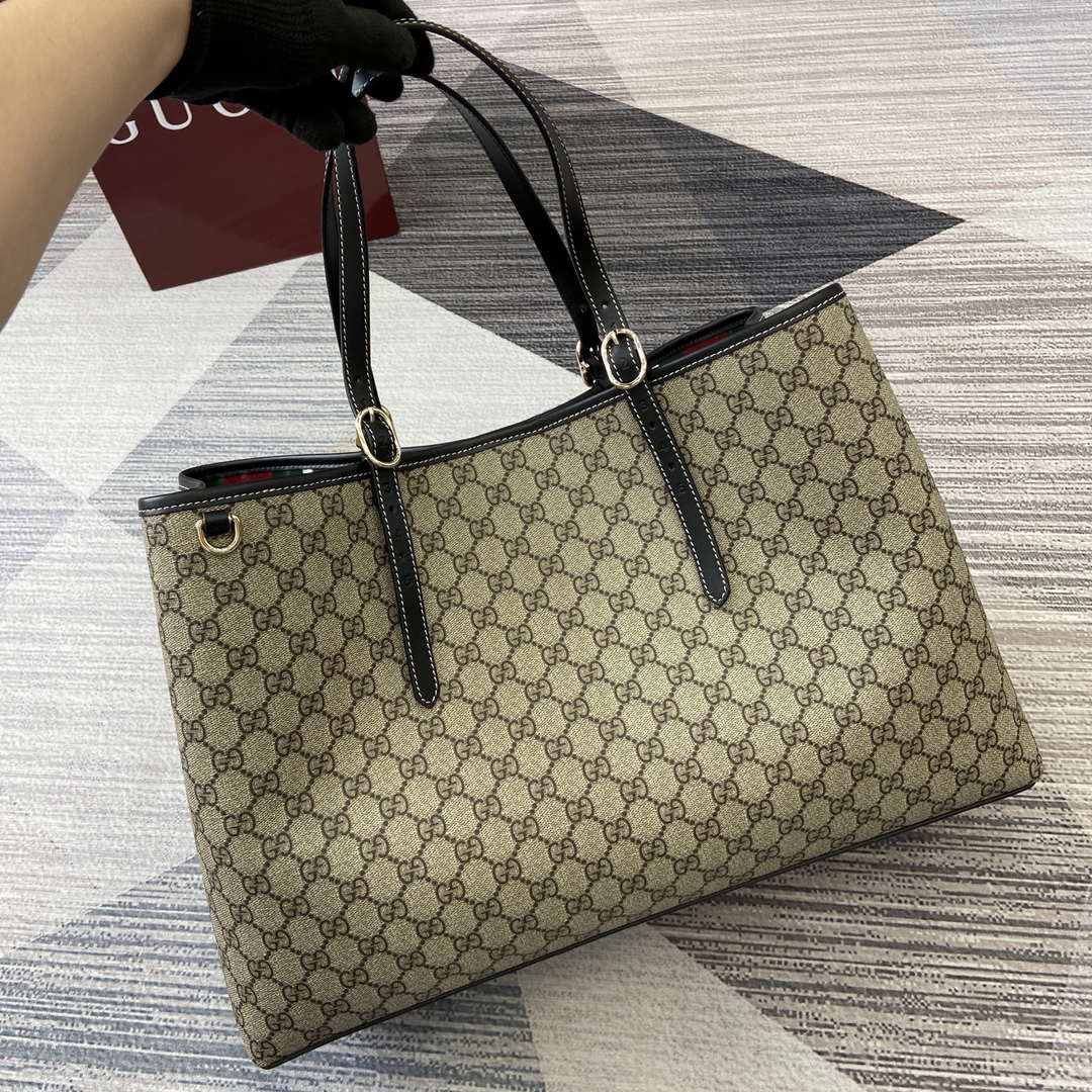 Gucci 815212 GG Emblem maxi tote bag Beige and Black