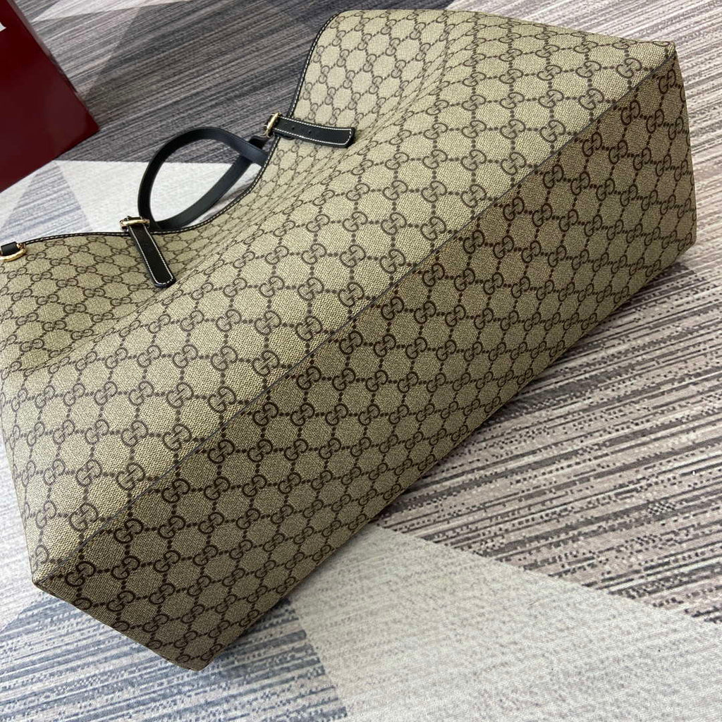 Gucci 815212 GG Emblem maxi tote bag Beige and Black