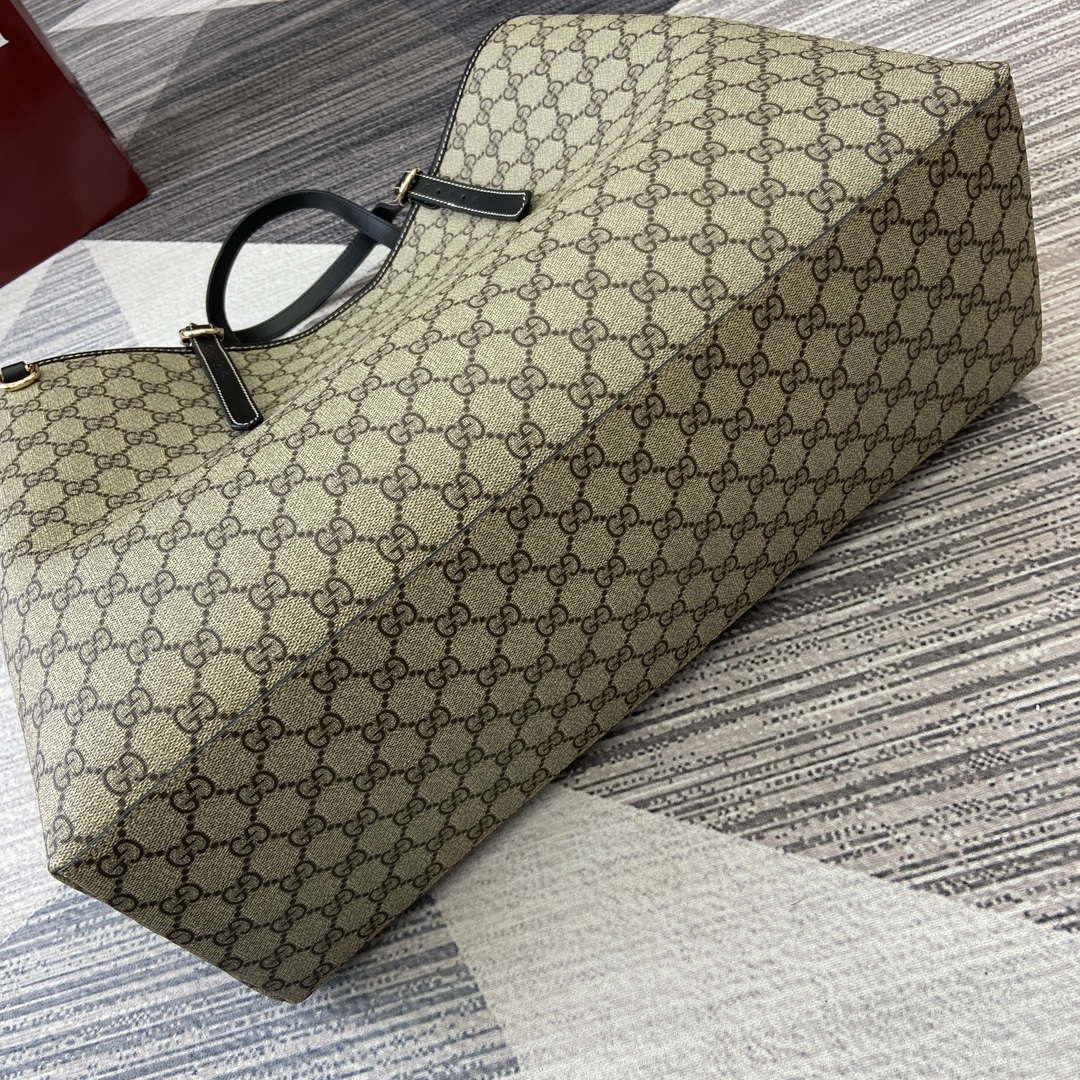 Gucci 815212 GG Emblem maxi tote bag Beige and Black