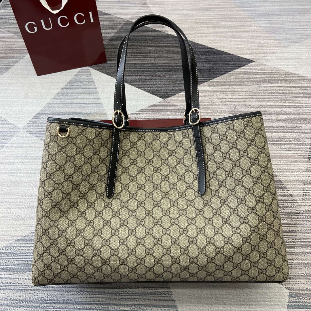Gucci 815212 GG Emblem maxi tote bag Beige and Black