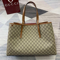 Gucci 815212 GG Emblem maxi tote bag Beige and dark brown