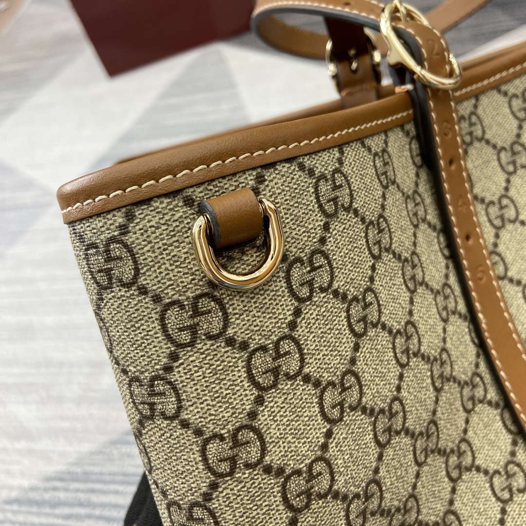 Gucci 815212 GG Emblem maxi tote bag Beige and dark brown