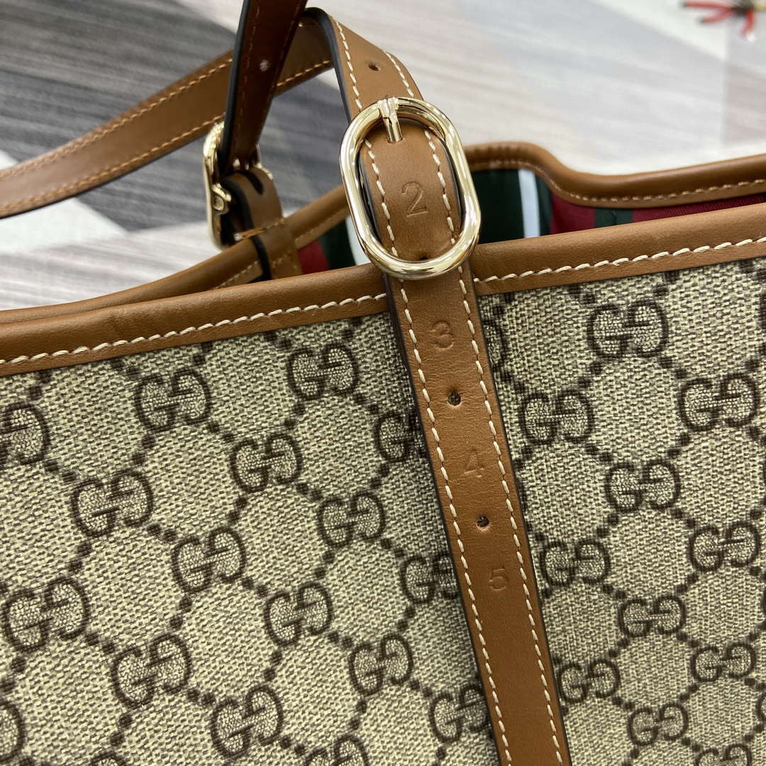 Gucci 815212 GG Emblem maxi tote bag Beige and dark brown