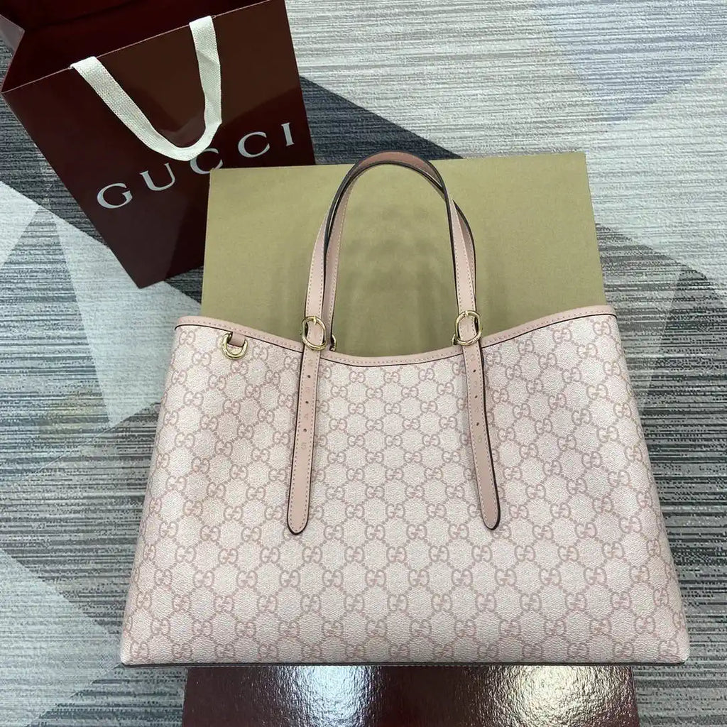 Gucci 815213 GG Emblem Large Tote Bag Light pink