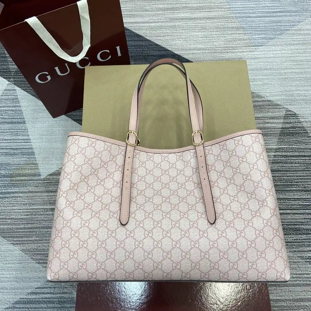 Gucci 815213 GG Emblem Large Tote Bag Light pink