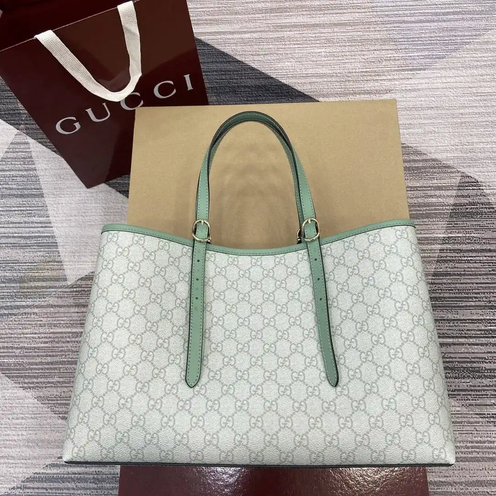 Gucci 815213 GG Emblem Large Tote Bag Ligth Green