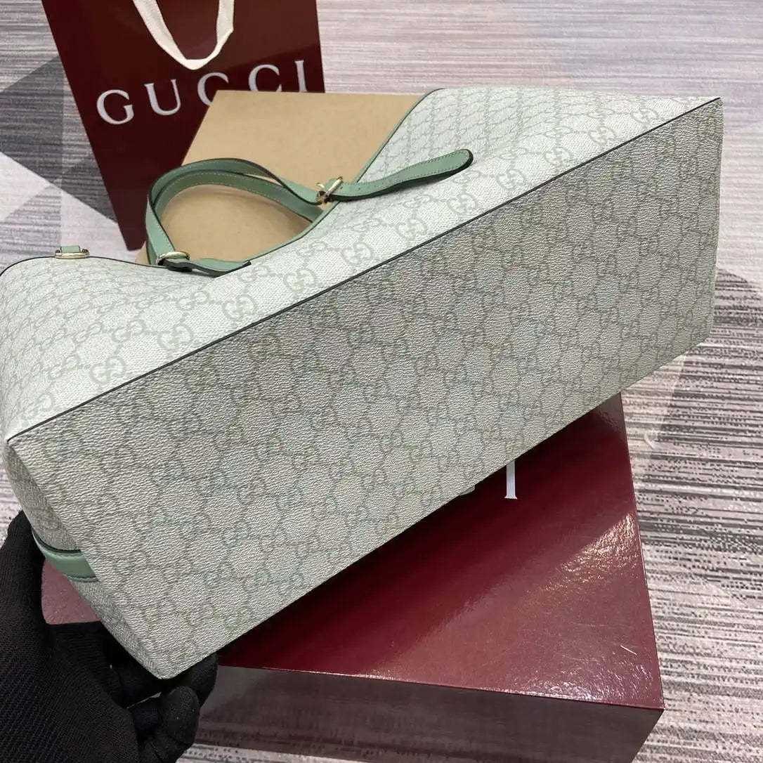 Gucci 815213 GG Emblem Large Tote Bag Ligth Green