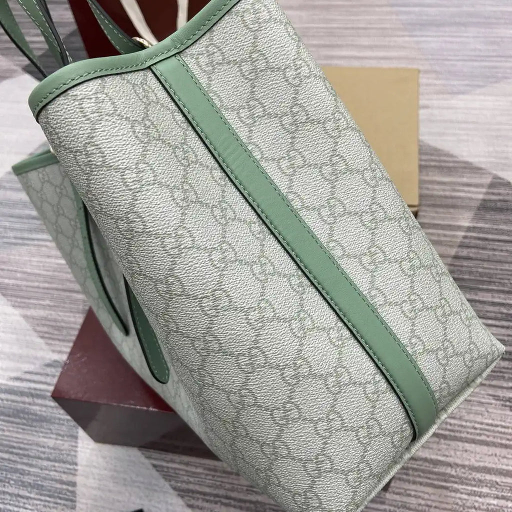 Gucci 815213 GG Emblem Large Tote Bag Ligth Green