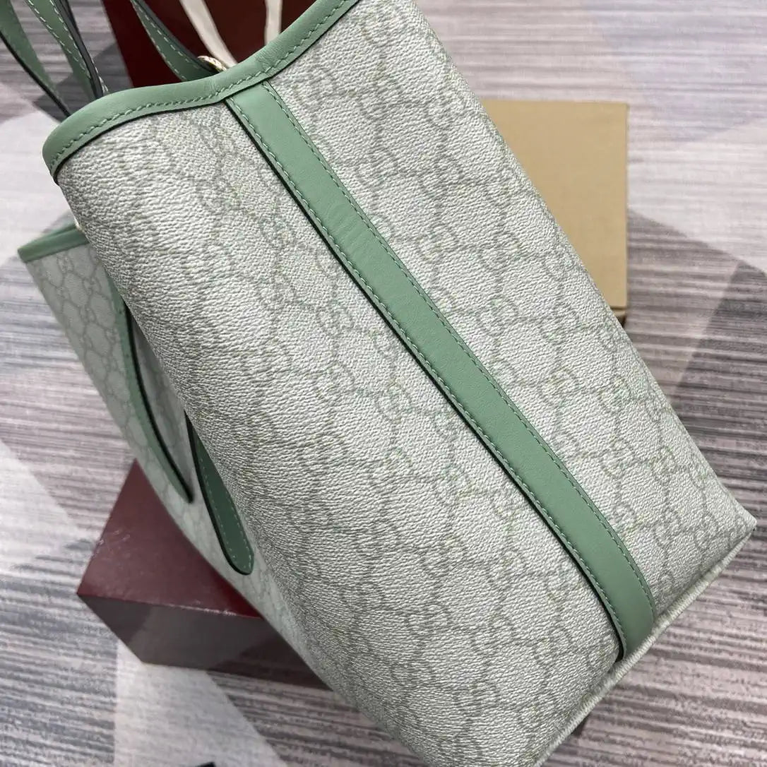 Gucci 815213 GG Emblem Large Tote Bag Ligth Green