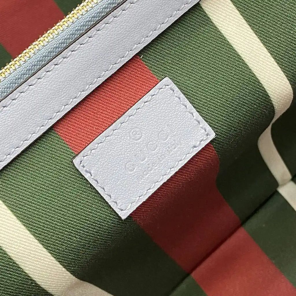 Gucci 815213 GG Emblem Large Tote Bag Beige Blue