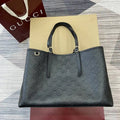Gucci 815213 GG Emblem large tote bag Black leather
