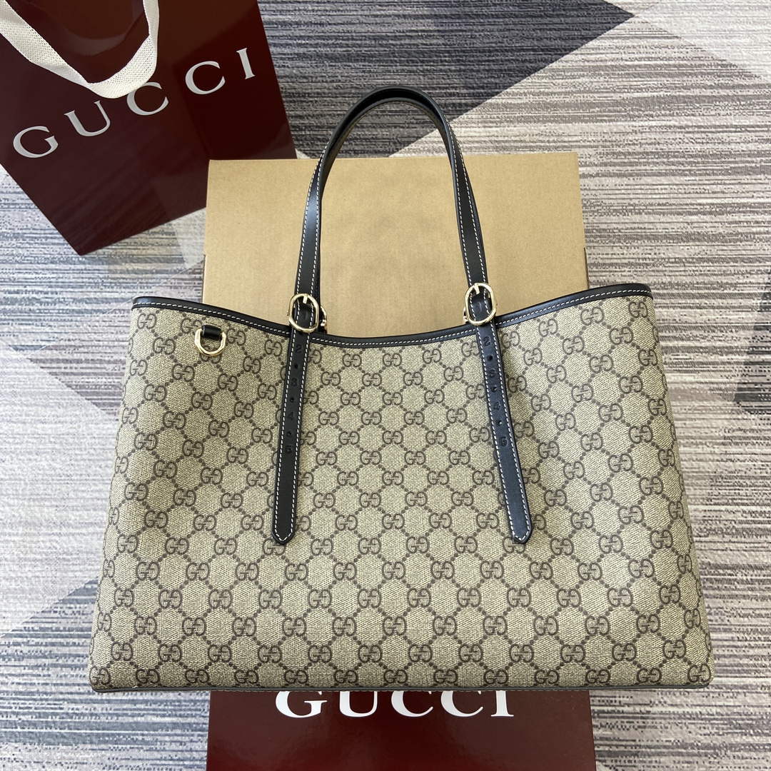 Gucci 815213 GG Emblem Large Tote Bag Black