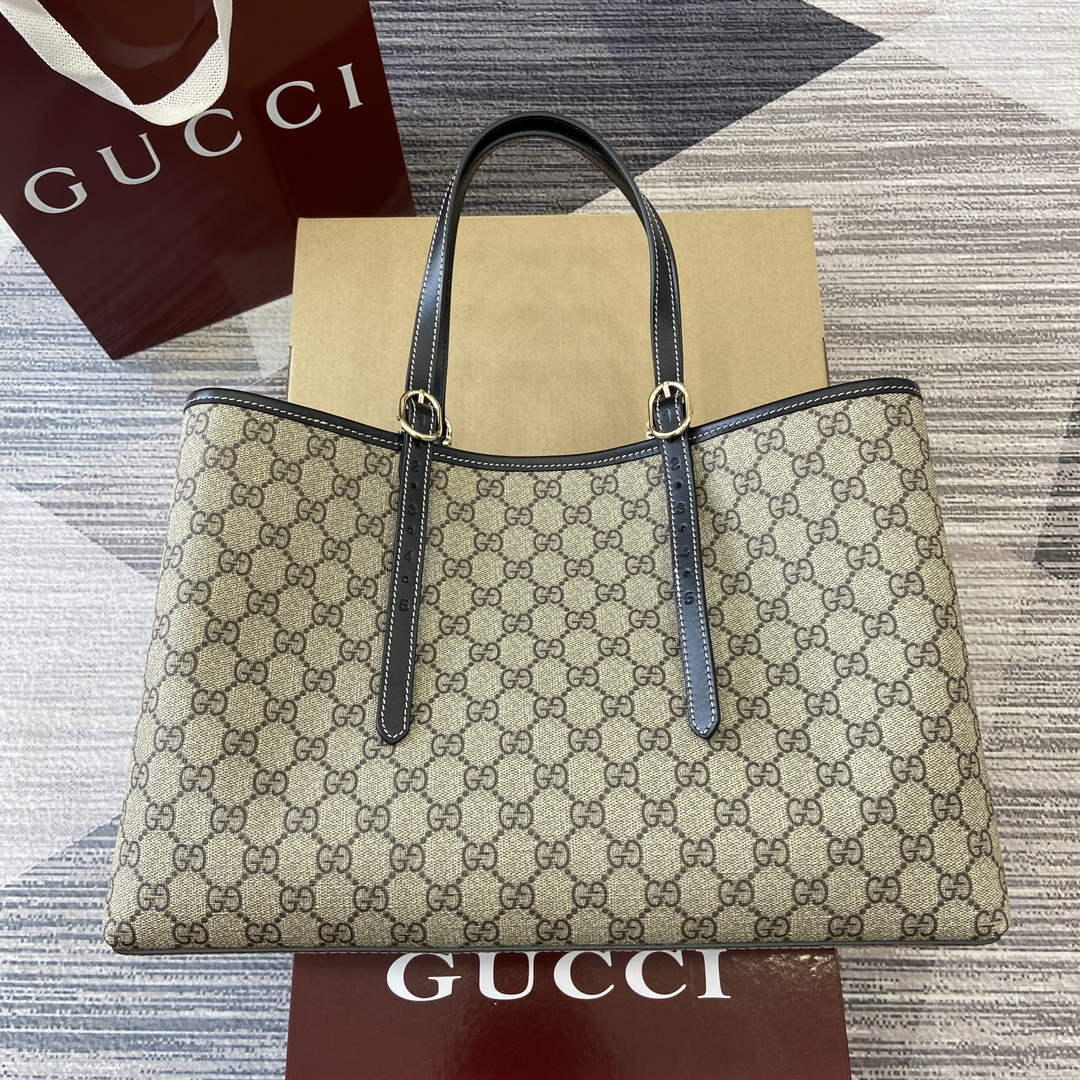 Gucci 815213 GG Emblem Large Tote Bag Black