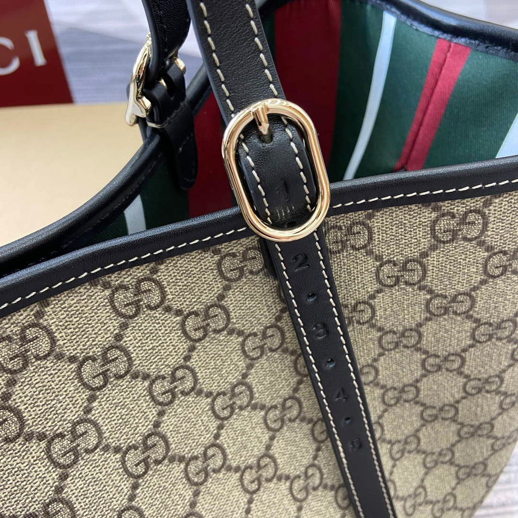 Gucci 815213 GG Emblem Large Tote Bag Black