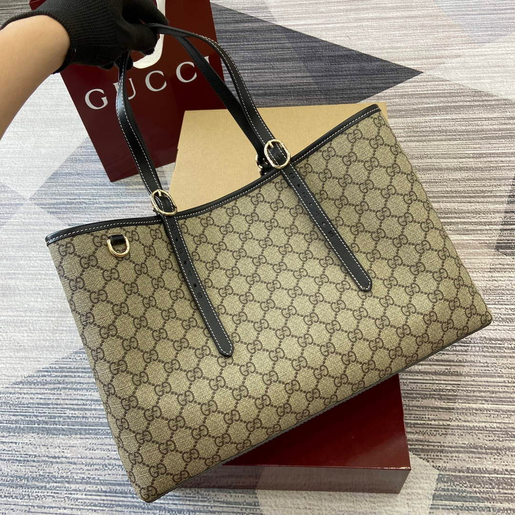 Gucci 815213 GG Emblem Large Tote Bag Black
