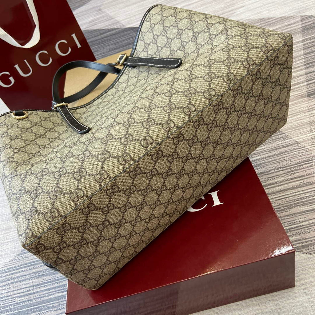 Gucci 815213 GG Emblem Large Tote Bag Black