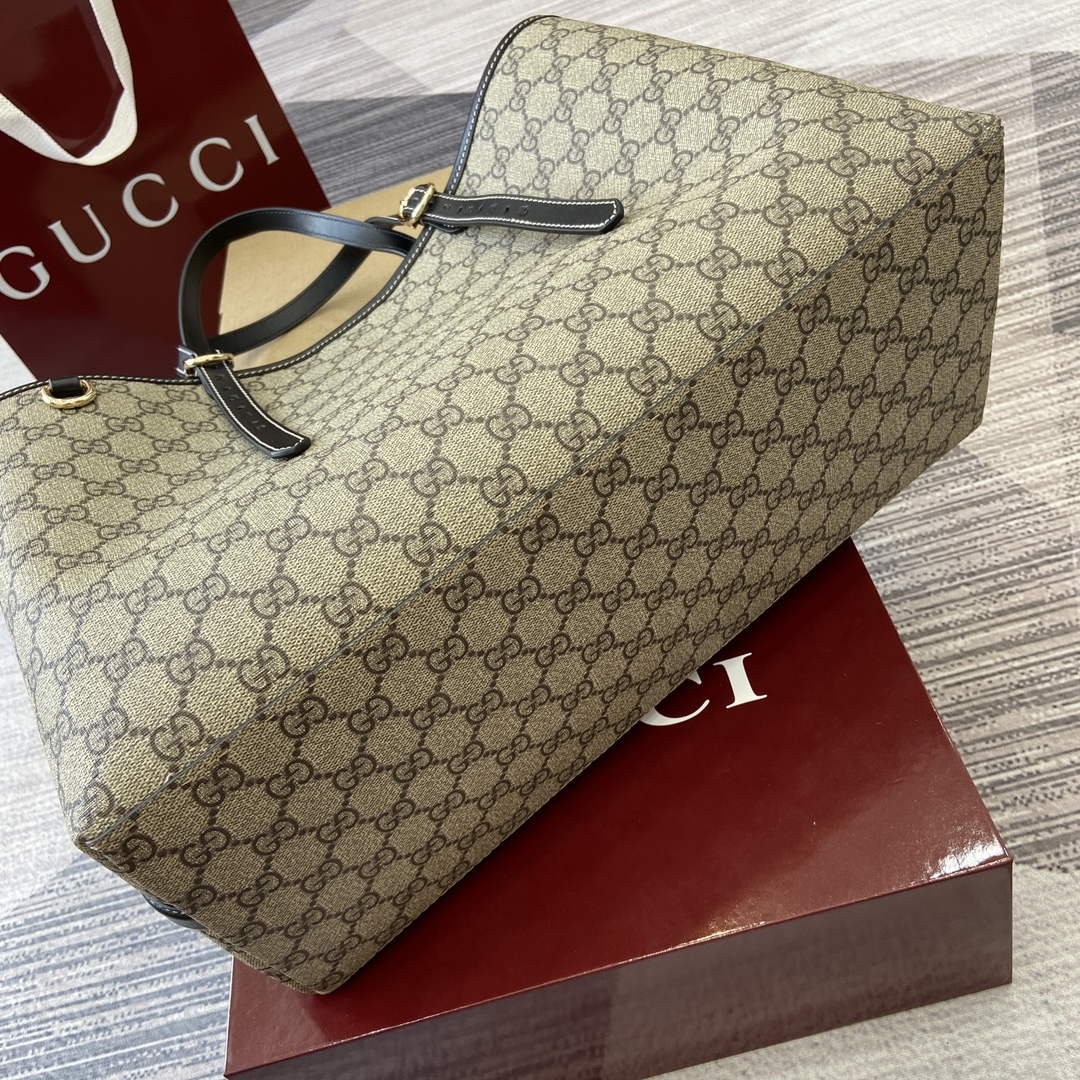 Gucci 815213 GG Emblem Large Tote Bag Black